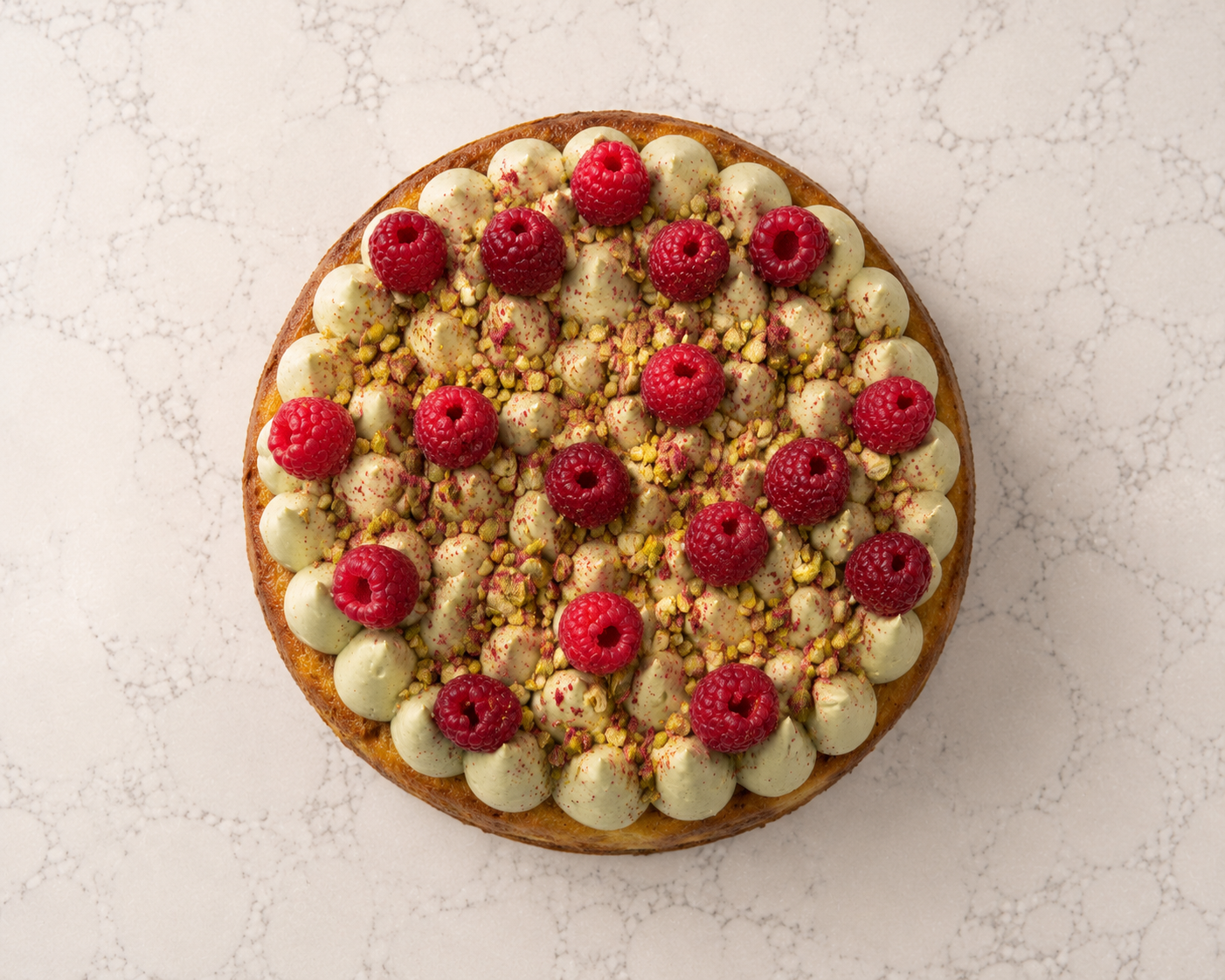 Orange Almond, Pistachio Buttercream & Raspberries Cake