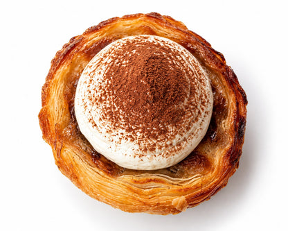 Tiramisu pastel de nata from above